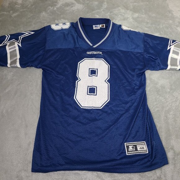 Vintage Dallas Cowboys Jersey Mens Medium Blue Starter Size 48 Troy Aikman #8 - Picture 1 of 8